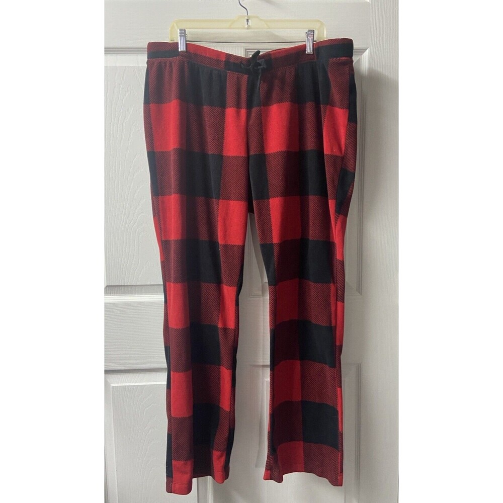 Old Navy Fleece Pajama Pants Mens XL Red Fleece Straight Leg Warm Buffalo Check